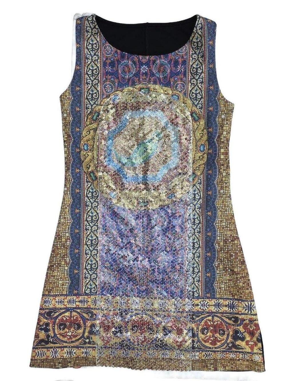 Moroccan Mosaic Sequin Medallion Shift tank dress.  Size Lg. (no brand label)